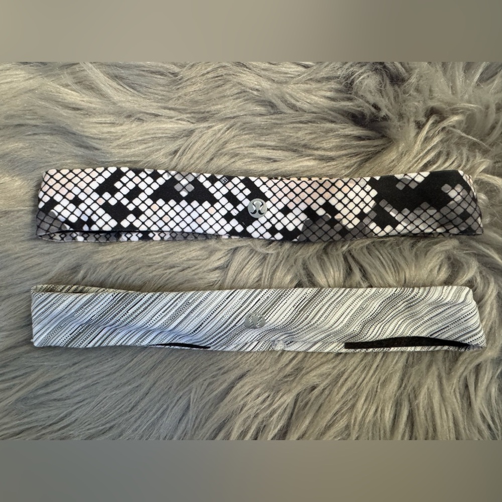 Lululemon Skinny Fly Away Tamer Headband Ziggy Snake Grey Set 2 Anti-Slip
